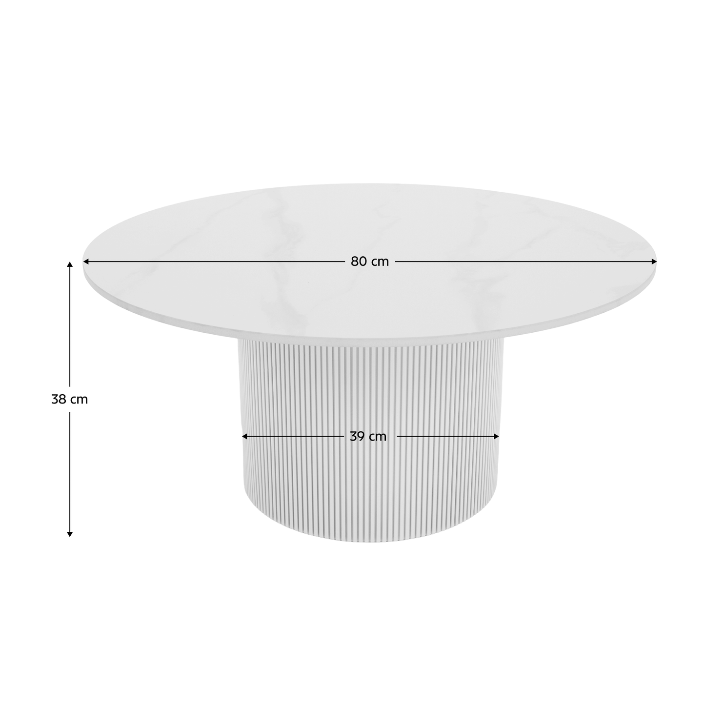 Măsuţă de cafea, marmură albă/MDF, diametru 80 cm, MAHIR TYP 1