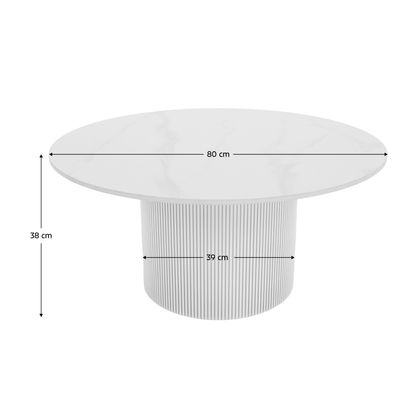 Măsuţă de cafea, marmură albă/MDF, diametru 80 cm, MAHIR TYP 1