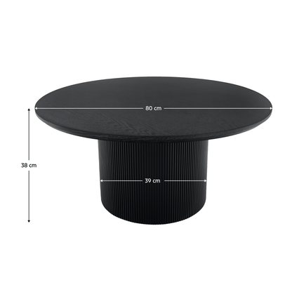 Măsuţă de cafea, negru, diametru 80 cm, MAHIR TYP 2