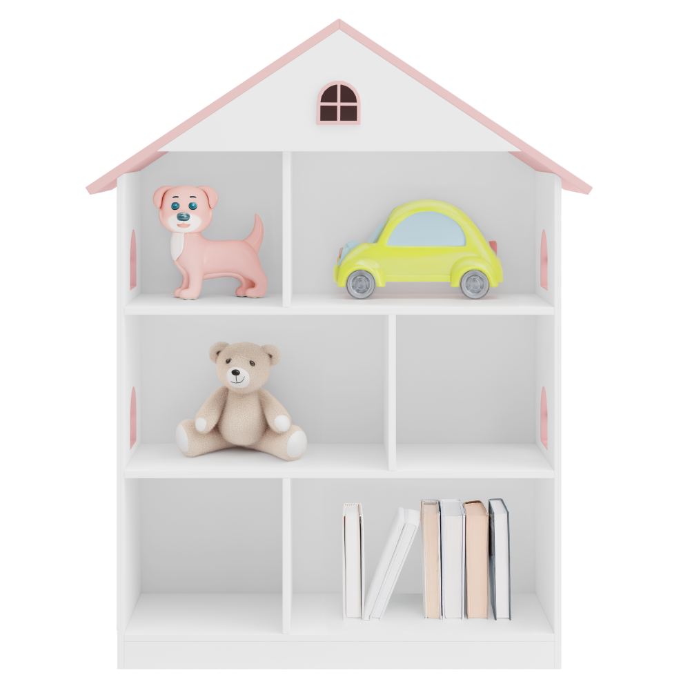 Bibliotecă pentru copii, alb/roz, MAISON TYP 1