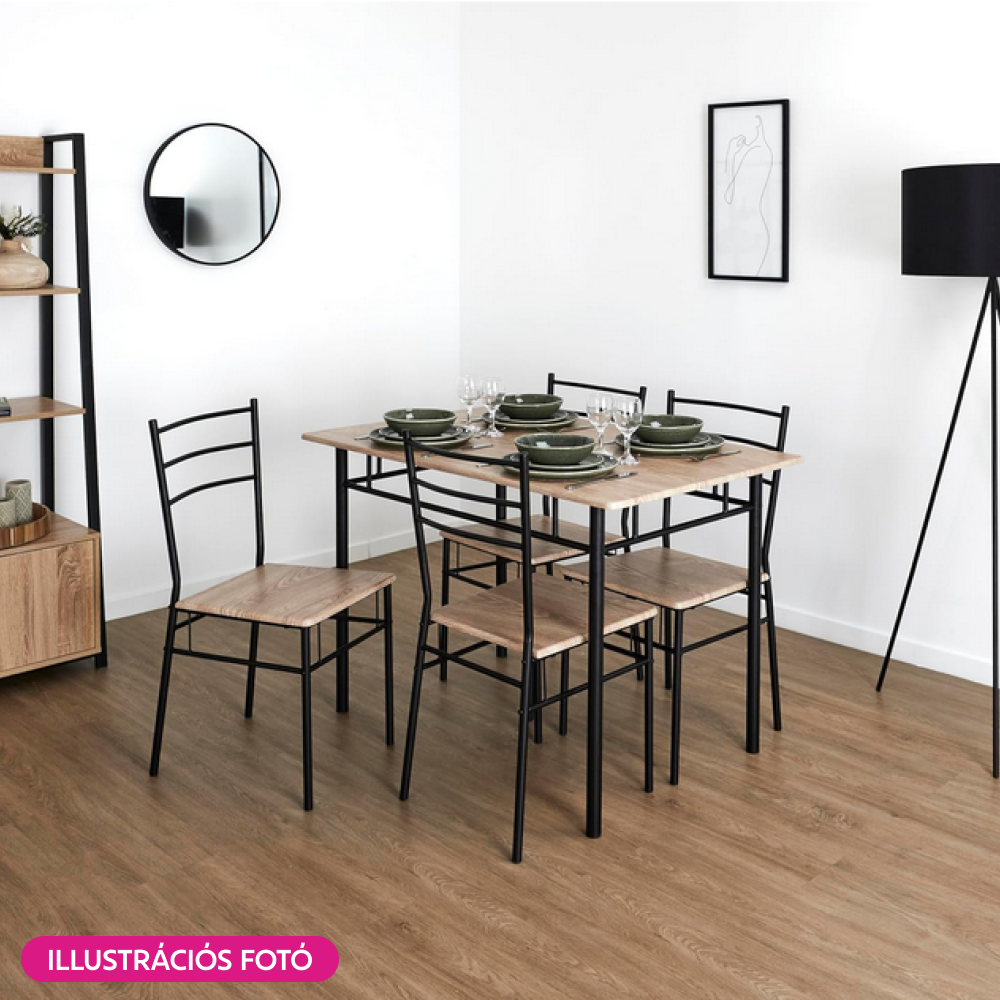 Set de sufragerie 1+4, stejar sonoma/negru, MAKO