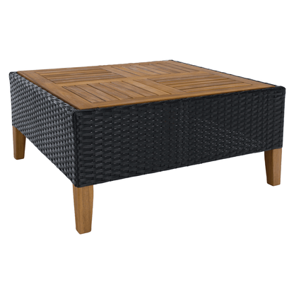Set de grădină din ratan, lemn de salcâm, negru/gri/natural, MALKOM
