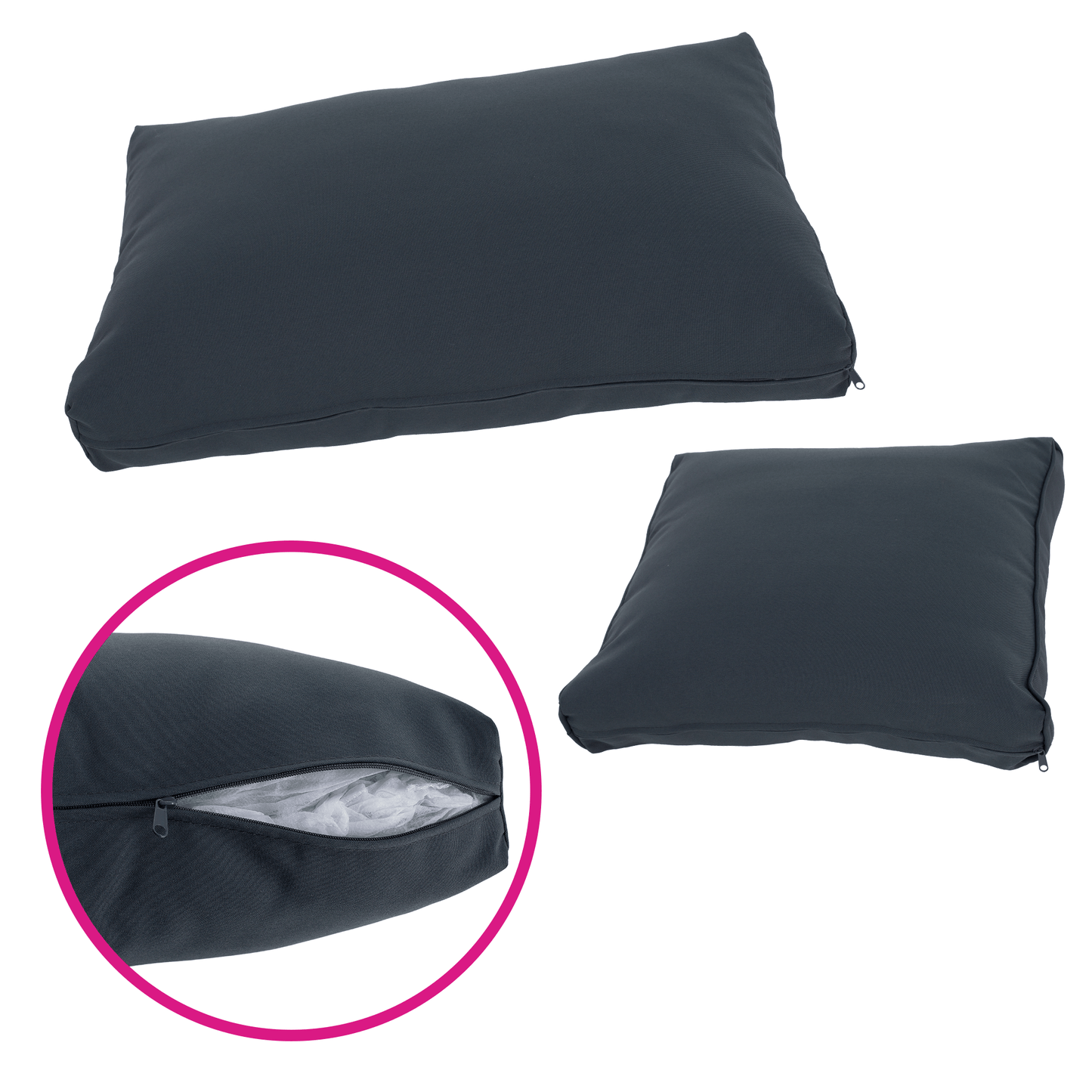 Set de grădină din ratan, lemn de salcâm, negru/gri/natural, MALKOM