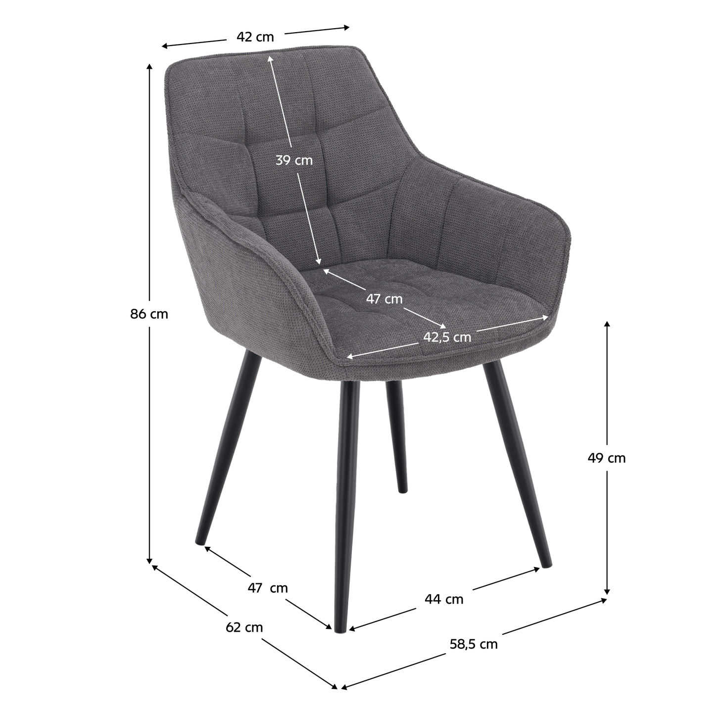 Scaun de design, gri/negru, MARKEN