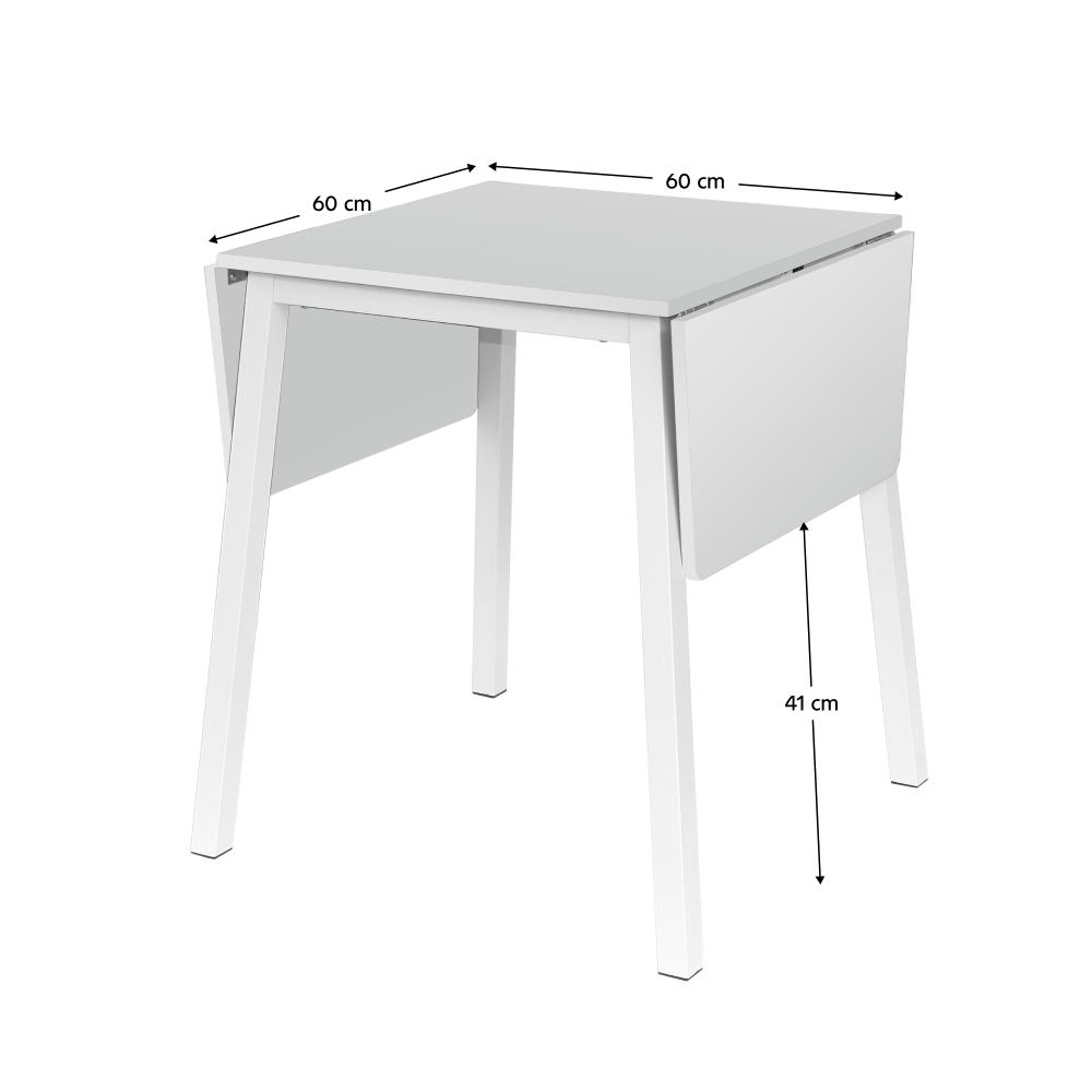 Masă dining, MDF folie/metal, alb, 60-120x60 cm, MAURO