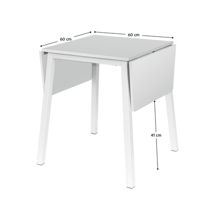 Masă dining, MDF folie/metal, alb, 60-120x60 cm, MAURO