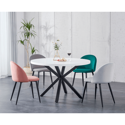 Masă de sufragerie, alb mat/ negru, diametru 120 cm, MEDOR