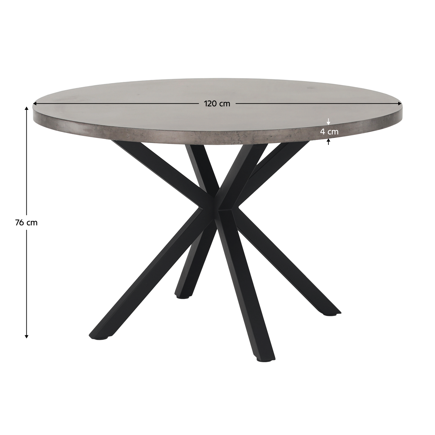 Masă de luat masa, gri carbon / negru, diametru 120 cm, MEDOR