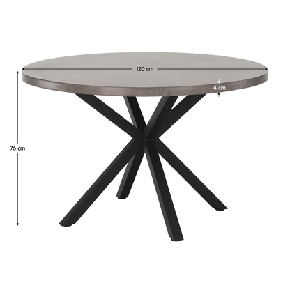 Masă de luat masa, gri carbon / negru, diametru 120 cm, MEDOR