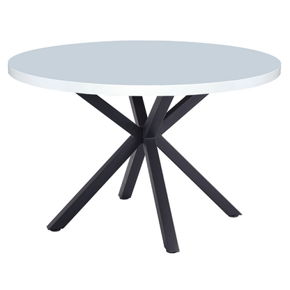 Masă de sufragerie, alb mat/ negru, diametru 120 cm, MEDOR