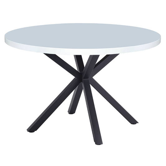 Masă de sufragerie, alb mat/ negru, diametru 120 cm, MEDOR