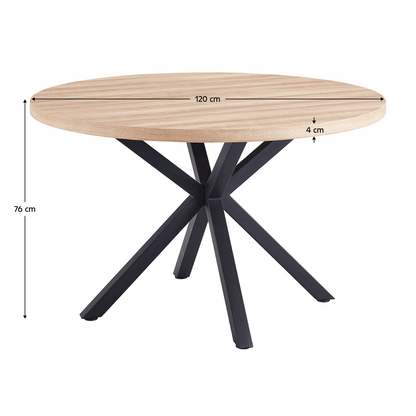 Masă de sufragerie, stejar sonoma / negru, diametru 120 cm, MEDOR
