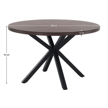Masă de sufragerie, stejar închis / negru, diametru 120 cm, MEDOR