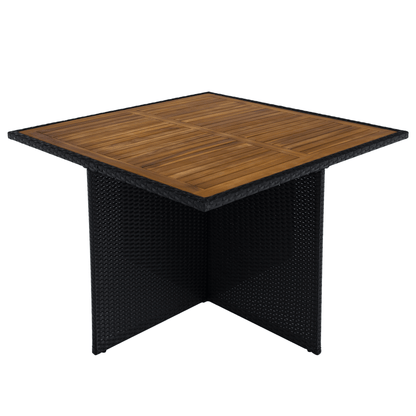 Set de grădină din ratan, lemn de salcâm, negru/crem/natural, MELFORD