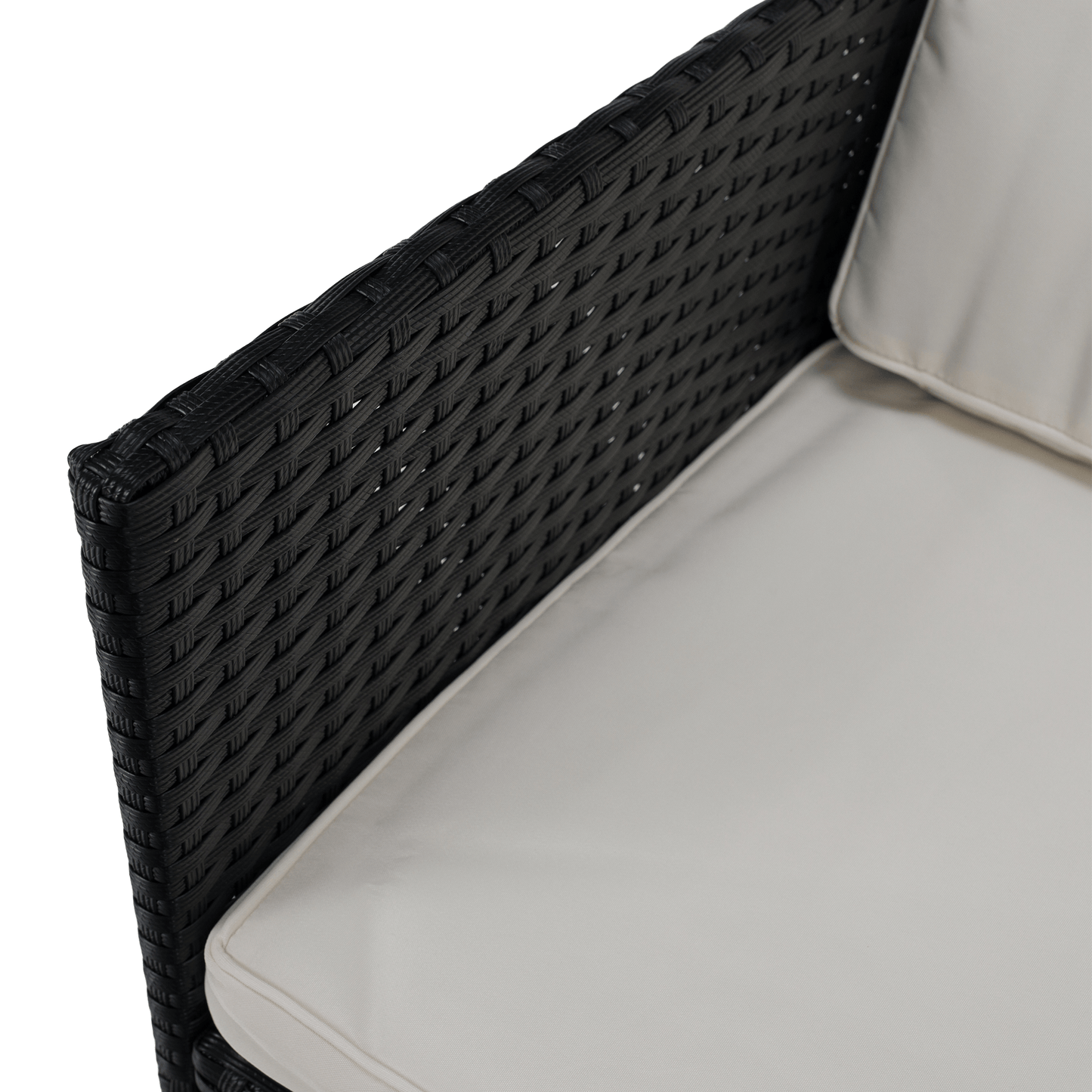 Set de grădină din ratan, lemn de salcâm, negru/crem/natural, MELFORD