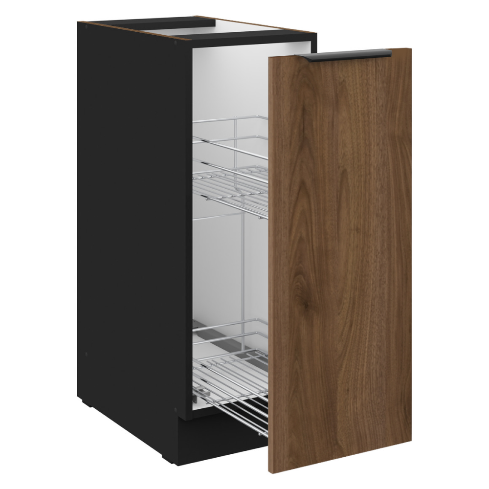 Dulap inferior cu coş extensibil, nuc okapi/negru, MENZO 30 D CARGO BB