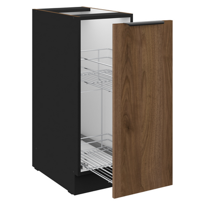 Dulap inferior cu coş extensibil, nuc okapi/negru, MENZO 30 D CARGO BB