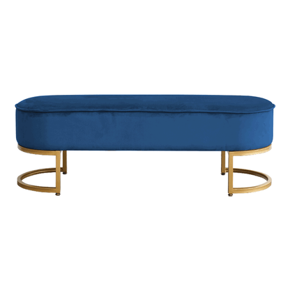 Bancă de design, ţesătură de catifea albastră/crom auriu, MIRILA NEW