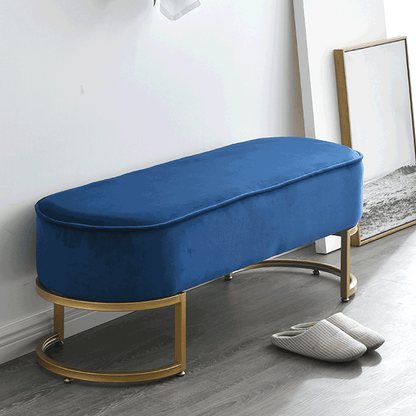 Bancă de design, ţesătură de catifea albastră/crom auriu, MIRILA NEW