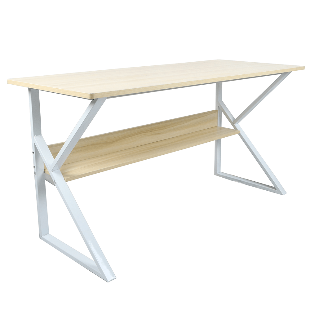 Birou cu raft, stejar natural/alb, TARCAL 140