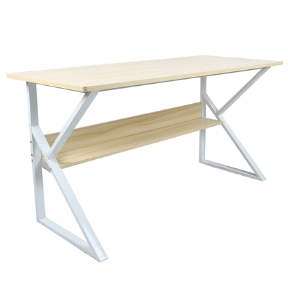 Birou cu raft, stejar natural/alb, TARCAL 140
