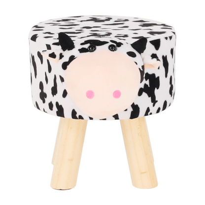 Taburet în formă de văcuţă, catifea Velvet alb/negru/natural, MOLLY