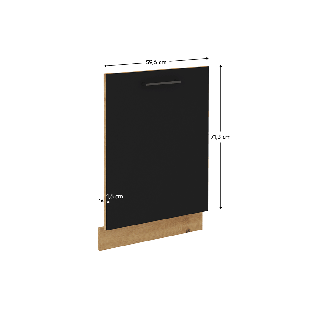 Uşă pentru maşina de spălat vase, stejar artizan/ negru mat, MONRO ZM 713x596