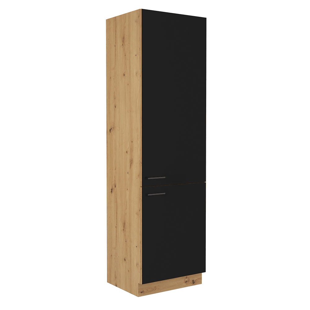 Dulap pentru produse alimentare, negru mat / stejar artizan, MONRO 60 DK-210 2F