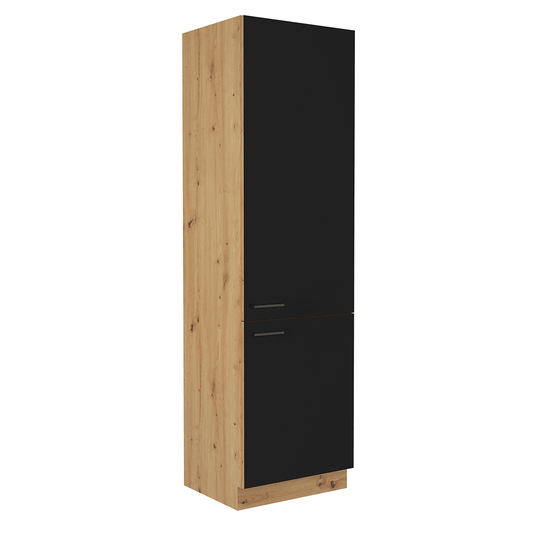 Dulap pentru produse alimentare, negru mat / stejar artizan, MONRO 60 DK-210 2F