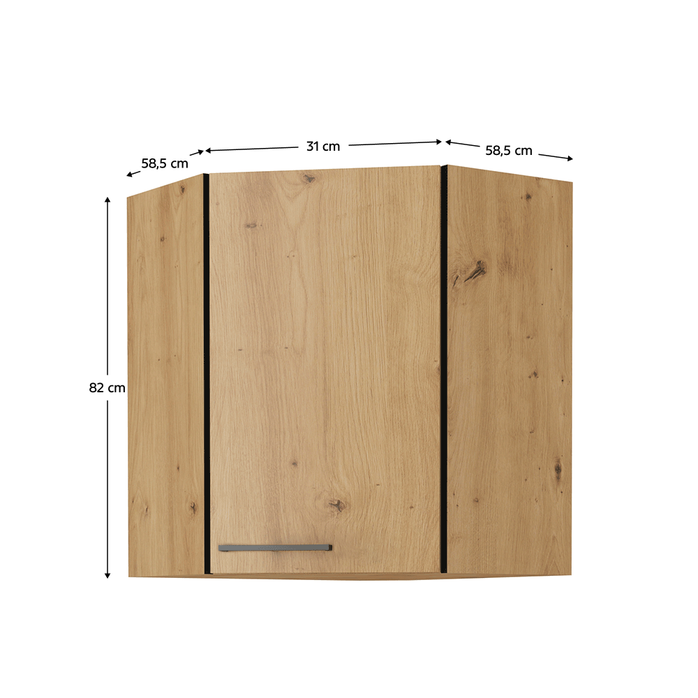 Dulap superior, negru mat / stejar artizan, MONRO 60/60 GN-72 1F