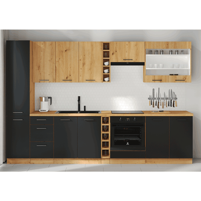 Dulap pentru produse alimentare, negru mat / stejar artizan, MONRO 40 DK-210 2F