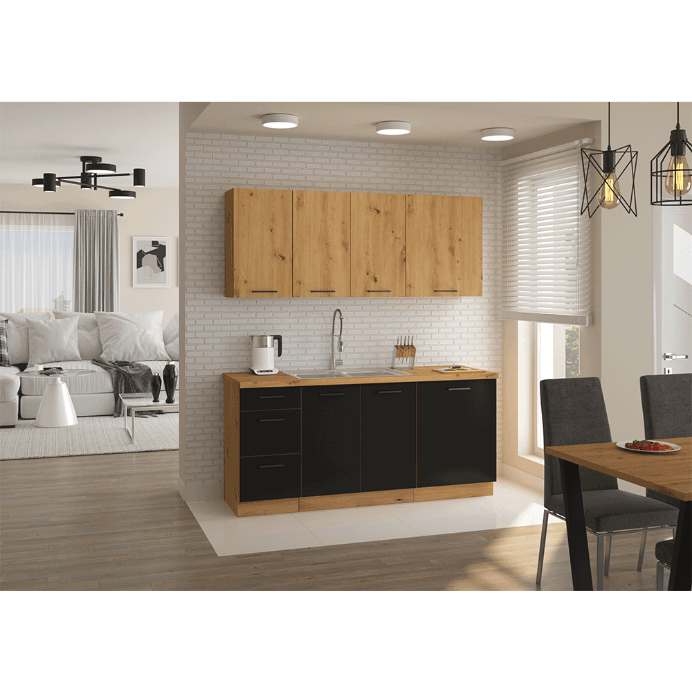 Uşă pentru maşina de spălat vase, stejar artizan/ negru mat, MONRO ZM 570x596