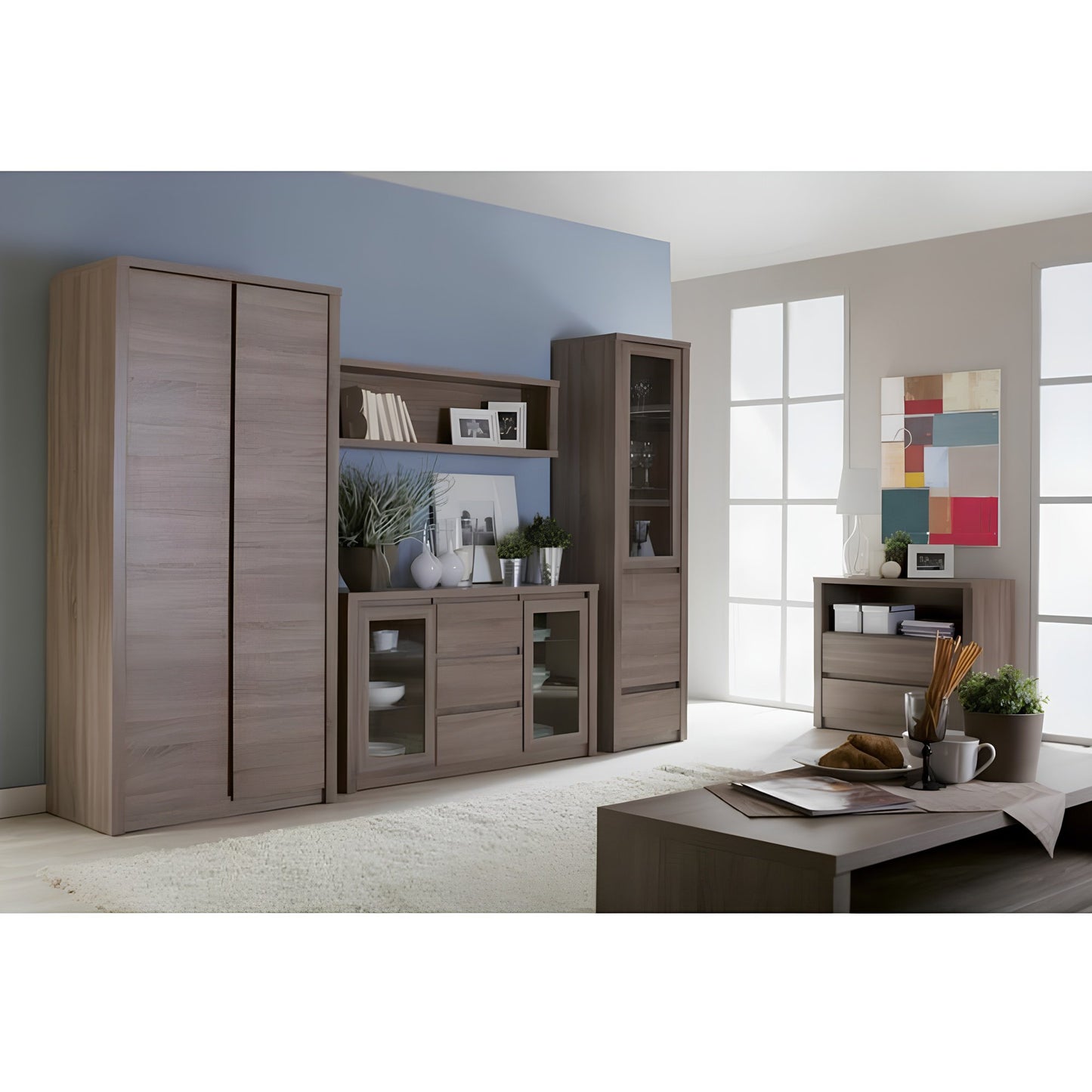 Comodă cu trei uşi, stejar lefkas închis, MONTANA K3D