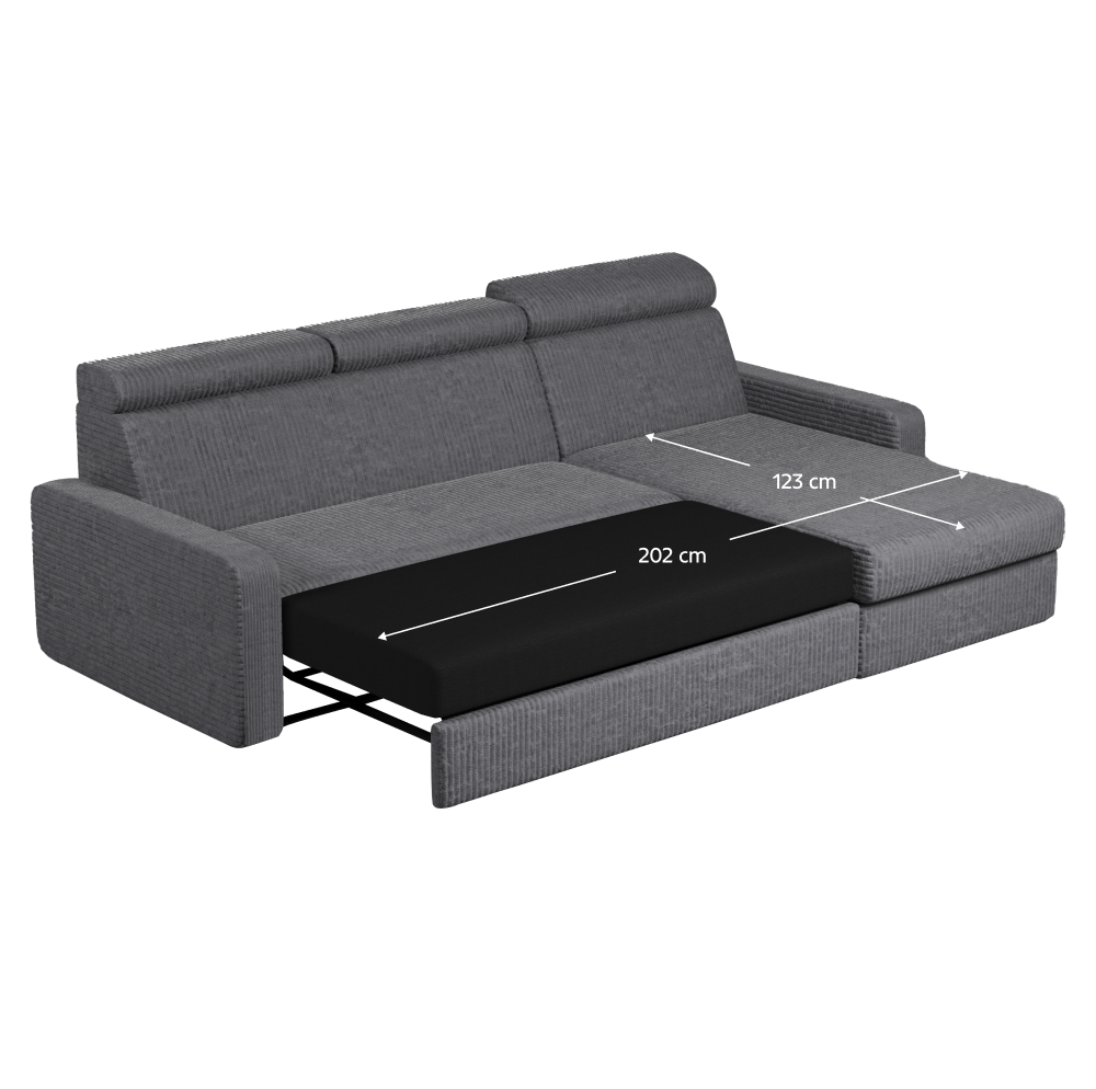 Set canapea de colţ, gri, pe dreapta, MORA ROH