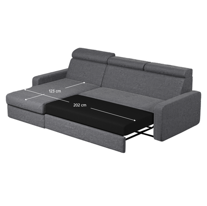 Set canapea de colţ, gri, pe stânga, MORA ROH