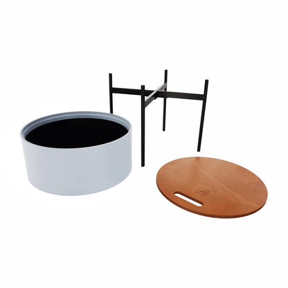 Taburet cu spaţiu de depozitare, gri/natural/negru, MOSAI