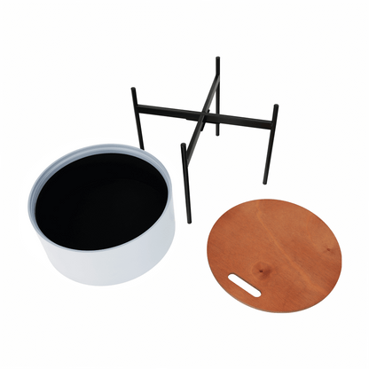 Taburet cu spaţiu de depozitare, gri/natural/negru, MOSAI
