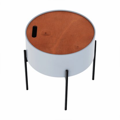 Taburet cu spaţiu de depozitare, gri/natural/negru, MOSAI