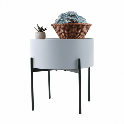 Taburet cu spaţiu de depozitare, gri/natural/negru, MOSAI