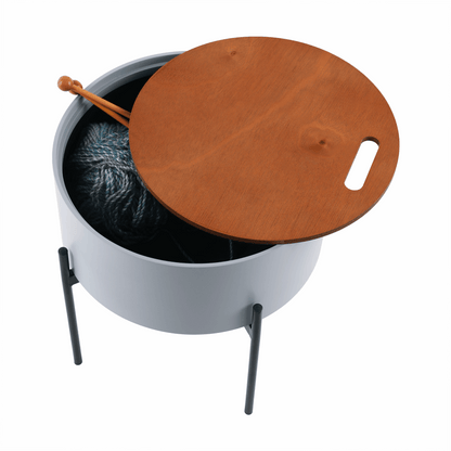 Taburet cu spaţiu de depozitare, gri/natural/negru, MOSAI
