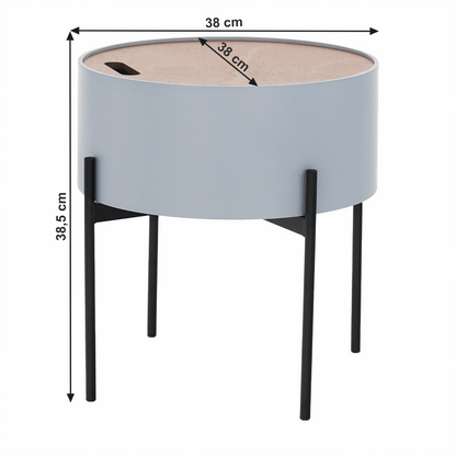 Taburet cu spaţiu de depozitare, gri/natural/negru, MOSAI