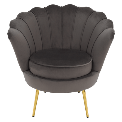Fotoliu în stilul Art-deco, gri-maro ţesătură Velvet/gold crom auriu, NOBLEO