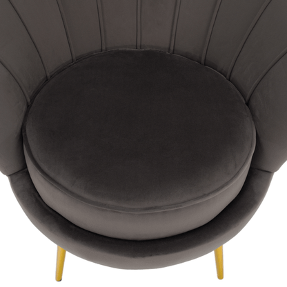 Fotoliu în stilul Art-deco, gri-maro ţesătură Velvet/gold crom auriu, NOBLEO
