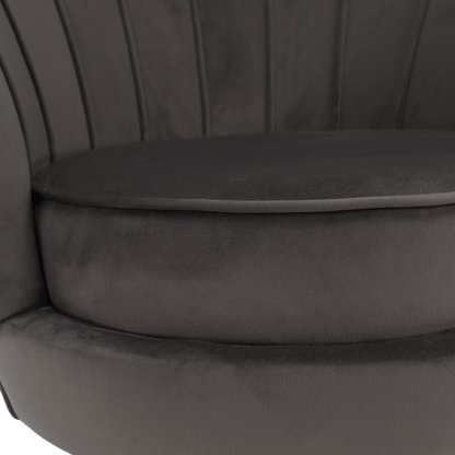 Fotoliu în stilul Art-deco, gri-maro ţesătură Velvet/gold crom auriu, NOBLEO