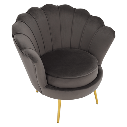 Fotoliu în stilul Art-deco, gri-maro ţesătură Velvet/gold crom auriu, NOBLEO
