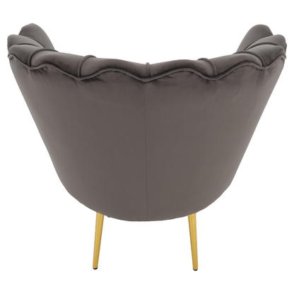 Fotoliu în stilul Art-deco, gri-maro ţesătură Velvet/gold crom auriu, NOBLEO