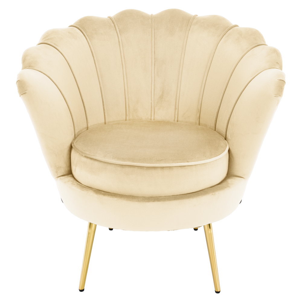 Fotoliu în stilul Art-deco, bej ţesătură Velvet/gold crom auriu, NOBLEO