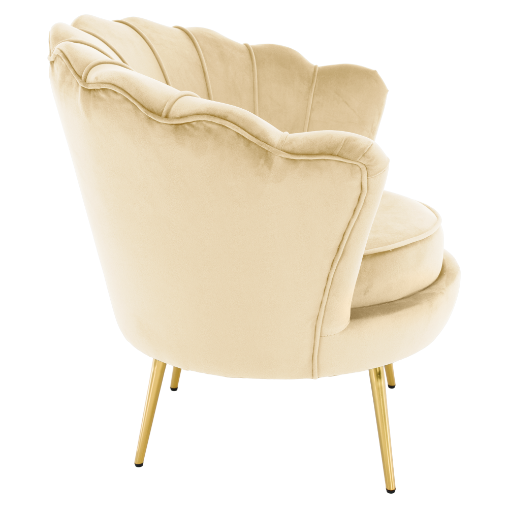 Fotoliu în stilul Art-deco, bej ţesătură Velvet/gold crom auriu, NOBLEO