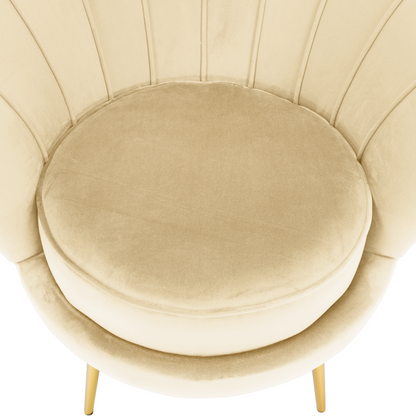 Fotoliu în stilul Art-deco, bej ţesătură Velvet/gold crom auriu, NOBLEO
