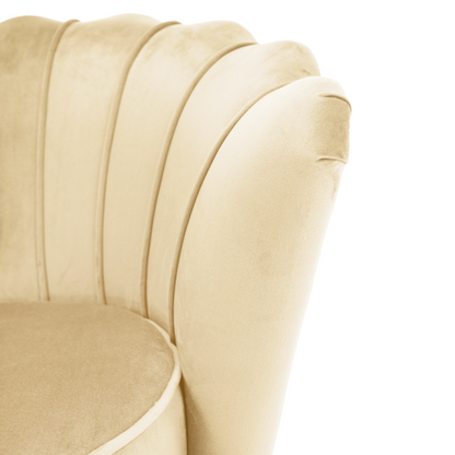 Fotoliu în stilul Art-deco, bej ţesătură Velvet/gold crom auriu, NOBLEO
